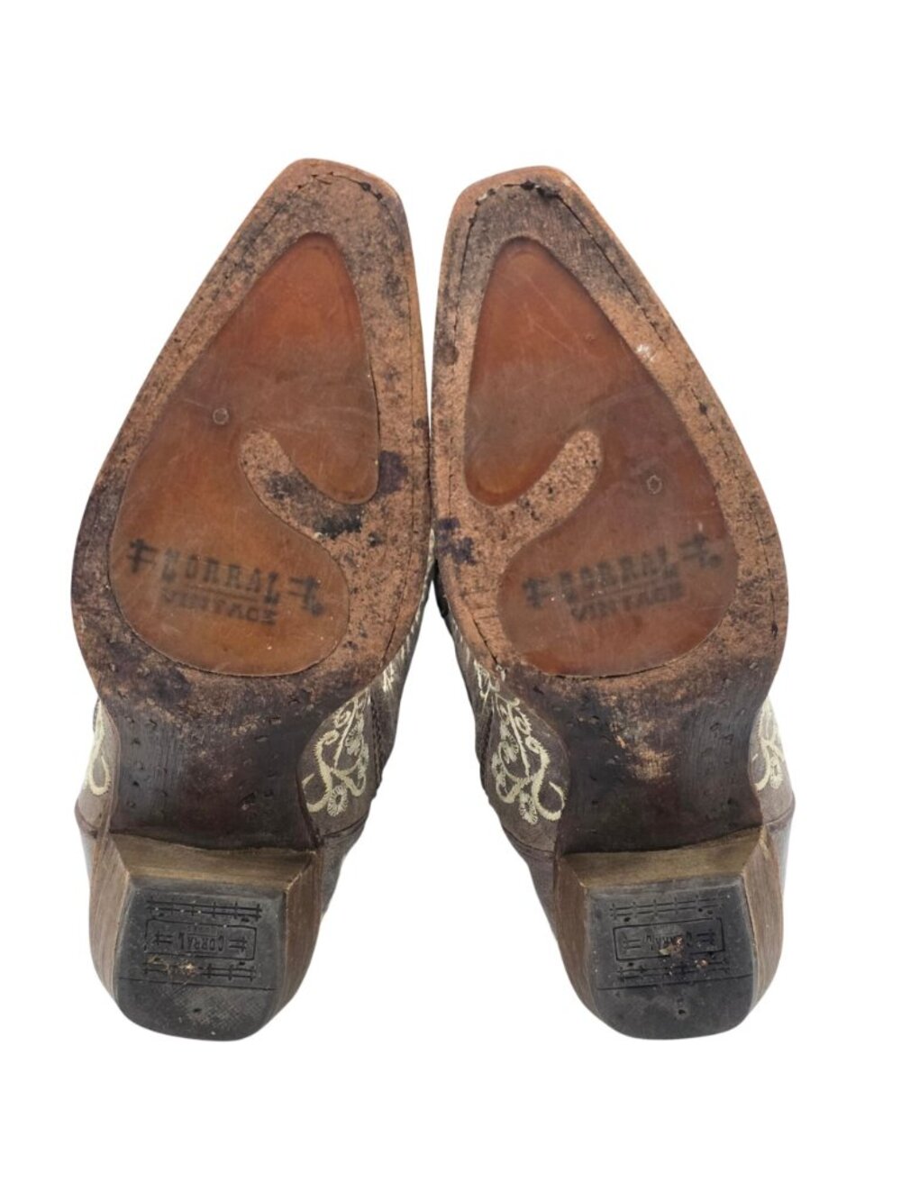 Corral Distressed Brown Leather Floral Cowgirl Western Boots Women 7M Snip Toe - Picture 5 of 16